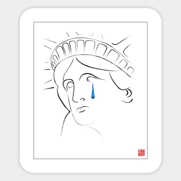 Statue of Liberty Crying Sticker by SeattleDesignCompany